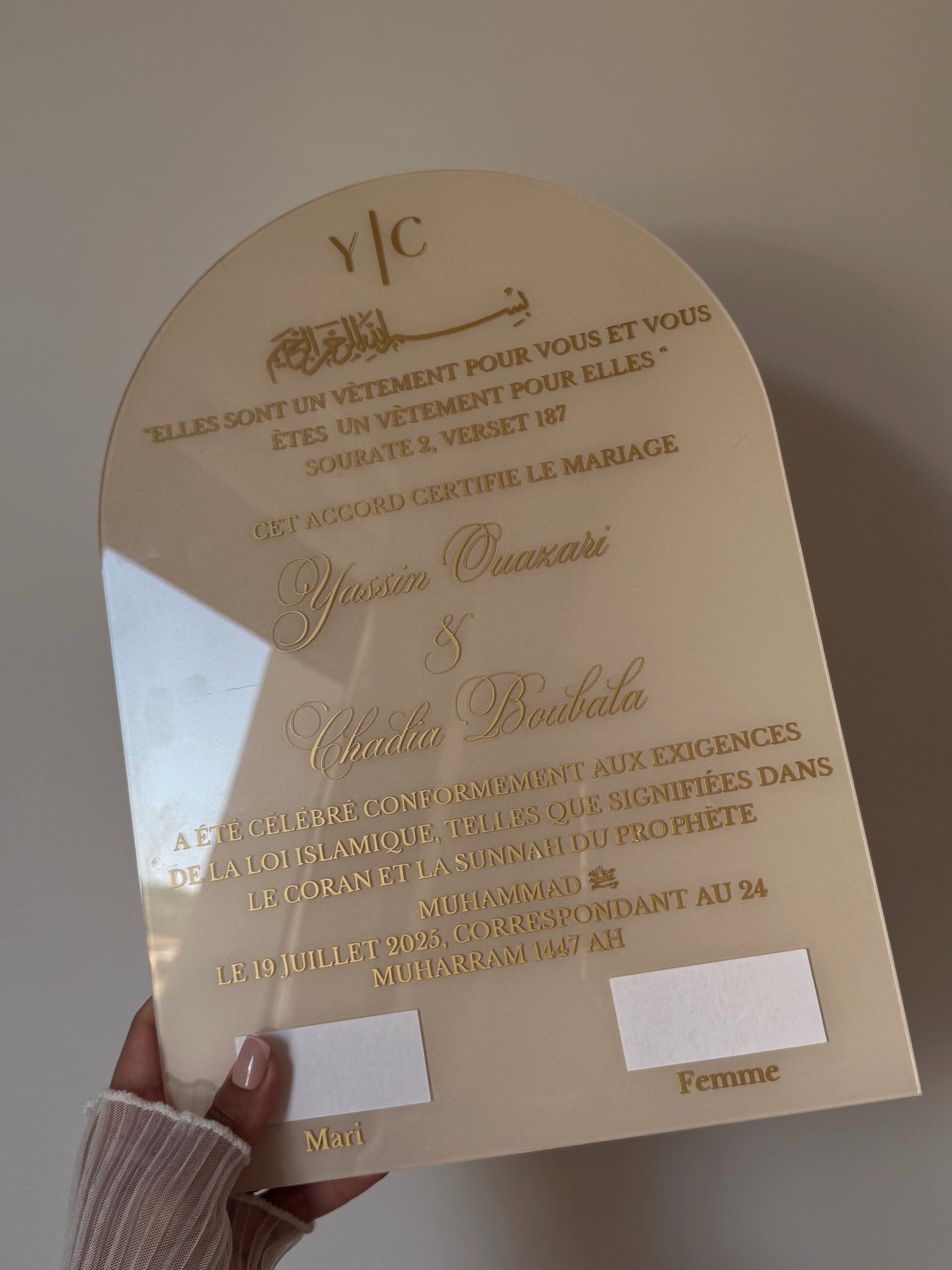 Certificat de mariage - Arche