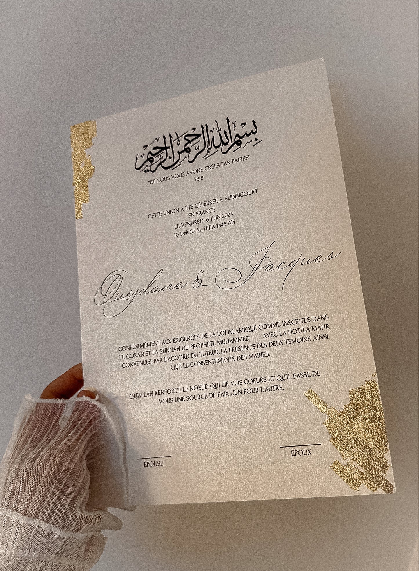 Certificat de mariage - Élégance