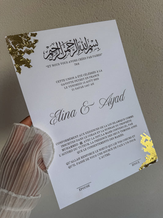 Certificat de mariage - Élégance